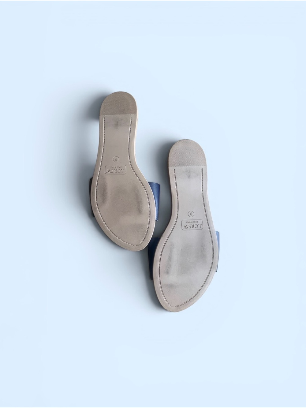 💙J.CREW NAVY LEATHER SLIDE SANDALS - Picture 3 of 3